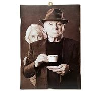 KUSTOM ART Cuadro cuadrado estilo vintage Antony Hopkins (Hannibal Lecter) Jualianne Moore impresión sobre madera 18 x 25 cm.