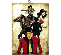 KUSTOM ART Cuadro cuadro cuadro estilo vintage serie Lupin III personajes principales de colección impresión en madera, medidas diferentes (pequeño: 17 x 24 cm)