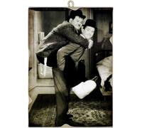 KUSTOM ART Cuadro cuadro de estilo vintage de la serie de actores famosos de Hollywood, actores famosos Stanlio & Ollio (Stan Laurel Oliver Hardy), impresión sobre madera de 25 x 18 cm.