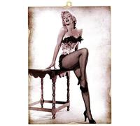 KUSTOM ART Cuadro cuadro de estilo vintage de la serie de actores Hollywood Marilyn Monroe, impresión sobre madera, 18 x 25 cm. Decoración para esteticistas, salones de belleza y peluquerías