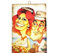 KUSTOM ART Cuadro cuadro de estilo vintage de la serie de actores y actrices italianos, celebridades, Sofía y Totò, impresión sobre madera, 40 x 30 cm