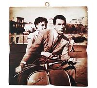 KUSTOM ART Cuadro cuadro de estilo vintage Gregory Peck y Audrey Hepburn en la película de vacaciones romanas de colección, impresión en madera