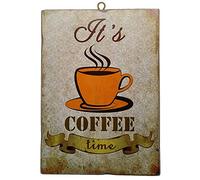 KUSTOM ART Cuadro de cuadros de estilo vintage It's Coffee Time de colección, impresión en madera