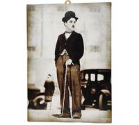 KUSTOM ART Cuadro de cuadros de la serie Celebri Actores Charlie Chaplin Charlotte Impresión láser sobre madera MDF 25 x 18 cm