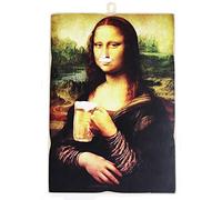 KUSTOM ART Cuadro de cuadros estilo vintage La Mona Lisa L. Da Vinci con cerveza impresa sobre madera, 18 x 25 cm