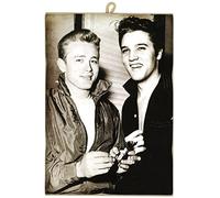 KUSTOM ART Cuadro de estilo vintage de Elvis Presley con James Dean, de colección, impresión sobre madera, para decoración, restaurante, pizzería, bar, hotel