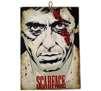 KUSTOM ART Cuadro de estilo vintage de los famosos "Al Pacino en Scarface" - Impresión sobre madera para decoración de restaurante y pizzería, tractor bar, hotel, locanda