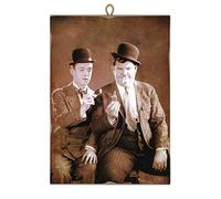 KUSTOM ART Cuadro de estilo vintage de Stanlio & Ollio (Stan Laurel Oliver Hardy) de colección, impresión sobre madera, Fabricado en Italia - Idea regalo