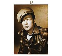 KUSTOM ART Cuadro de estilo vintage Johnny Strabler (Marlon Brando) en la película El Salvaje de Colección, Impresión sobre madera, idea de regalo