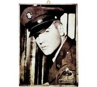 KUSTOM ART Cuadro de estilo vintage serie actores famosos Elvis Presley Militar impresión en madera 18 x 25 cm.
