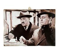 KUSTOM ART Cuadro de estilo vintage Serie Attori & Café Totò y Peppino (De Filippo) Impresión sobre madera 18 x 25 cm.
