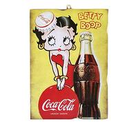 KUSTOM ART Cuadro de estilo vintage, serie Publicidad Retro Coca Cola Betty Boop, impresión sobre madera, 25 x 18 cm, decoración de pared