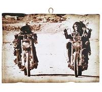KUSTOM ART Cuadro de estilo vintage Wyatt (Peter Fonda) y Billy (Dennis Hopper) en la película Easy Rider de colección, impresión sobre madera