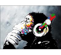 KUSTOM ART Cuadro de mesa o de pared Serie Pintores Famosos Banksy Mono Impresión sobre madera 30 x 21 cm