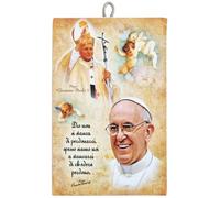 KUSTOM ART Cuadro de pared contorneado, estilo vintage, serie de imágenes del Papa Juan Pablo II, segundo y Papa Francisco, impresión sobre madera, 15 x 10 cm