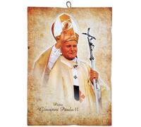 KUSTOM ART Cuadro de pared contorneado estilo vintage Serie Imágenes del Papa Juan Pablo II segundo impresión sobre madera 25 x 18 cm