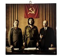 KUSTOM ART Cuadro de pared contorneado serie grandes personajes de la historia Stalin Che Guevara Lenin Impresión artística vintage sobre madera 23 x 23 cm
