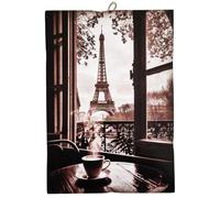 KUSTOM ART Cuadro de pared contorneado Serie Paisajes y Ciudades de París con vista a la Torre Eiffel desde la terraza, impresión sobre madera, 25 x 18 cm