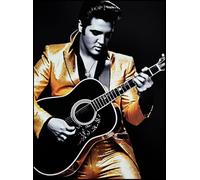 KUSTOM ART Cuadro de pared o de mesa Serie Cantanti Celebri Elvis Presley vestido dorado impresión artística sobre madera 30 x 21 cm