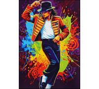 KUSTOM ART Cuadro de pared o de mesa Serie Cantanti Celebri Ilustración Michael Jackson Impresión artística sobre madera 30 x 21 cm