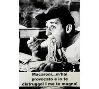 KUSTOM ART Cuadro de pared o de mesa Serie Grandes Actores Italianos Alberto Sordi Un americano en Roma, Spaghetti, impresión sobre madera, 30 x 21 cm.