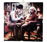 KUSTOM ART Cuadro de pared Serie Grandes Personajes de la Historia Albert Einstein Charlie Chaplin Tatuaje sobre brazo Impresión sobre madera 22 x 22 cm
