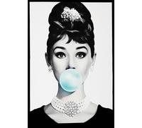 KUSTOM ART Cuadro Serie Actores Celebres de Hollywood Audrey Hepburn Chewing Gum Impresión sobre madera 30 x 21 cm.