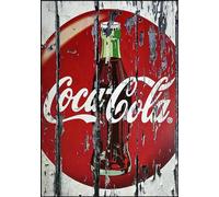 KUSTOM ART Cuadro Serie Publicidad Coca Cola botella impresión sobre madera 30 x 21 cm