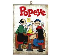 KUSTOM ART CUCUBA - Cuadro de estilo vintage, serie cómics Popeye con brazo de hierro de colección, impresión láser sobre madera, ideal como regalo