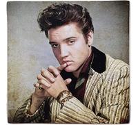 KUSTOM ART Imán (imán) Serie de actores famosos Elvis Presley estilo vintage de colección, impresión sobre madera, 8 x 8 cm