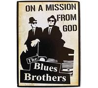 KUSTOM ART Imán (imán) Serie de personajes famosos Blues Brothers Vintage de colección, impresión sobre madera, 10 x 6 cm