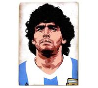 Kustom Art Imán (imán) Serie Grandes Campeones Deportivos Diego Armando Estilo Vintage de Coleccionista Impresión sobre Madera 10 x 6 cm