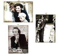 KUSTOM ART Juego de 3 cuadros cuadros estilo vintage serie actores italianos famosos Roberto Benigni impresión en madera 25 x 18 cm.