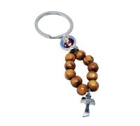KUSTOM ART Llavero San Padre Pío de madera de olivo resistente 8 mm con colgante Tao PCH/TM-P2