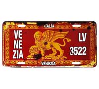 KUSTOM ART Placa retro de metal con motivo en relieve de Venecia, símbolo de la ciudad de León de San Marco, diseño vintage con agujeros e imanes, 30 x 15 cm
