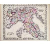 KUSTOM ART Póster decorativo de pared con diseño de mapa de Italia del norte del norte de Italia, con reinos de los años 1855 y texto del Estado de la Iglesia, impresión vintage sobre cartón, 40 x 30