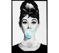 KUSTOM ART Póster decorativo de pared de actores famosos de Hollywood Audrey Hepburn Chewing Gum impresión artística sobre papel de patinata 42 x 30 cm sin marco