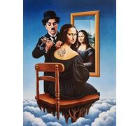 KUSTOM ART Póster decorativo de pared Serie Actores Celebres Charlie Chaplin Tatuaje de Mona Lisa Impresión sobre Papel Patinata 40 x 30 cm sin marco