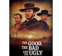 KUSTOM ART Póster decorativo de pared Serie Actores Celebres Clint Eastwood Eli Wallach Lee Van Cleef película el bueno el feo el malo fondo occidental impresión sobre papel patinado 40 x 30 cm sin