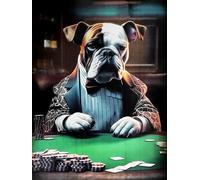 KUSTOM ART Póster decorativo de pared Serie Animales Aristócratas Perro Boxer jugando al póquer Impresión artística sobre papel Patinata 40 x 30 cm sin marco