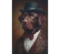 KUSTOM ART Póster decorativo de pared Serie Animales Aristócratas Perro Labrador Elegante Impresión Artística sobre Papel Patinado 40x30 cm Sin Marco