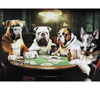 KUSTOM ART Póster decorativo de pared Serie Animales Aristócratas Perros en Mesa de Póquer Impresión Artística sobre Papel Patinado 40x30 cm Sin Marco