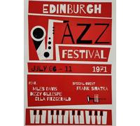 KUSTOM ART Póster decorativo de pared serie carteles eventos Edimburgo Jazz Festival 1971 Impresión sobre papel patinata 40 x 30 cm sin marco