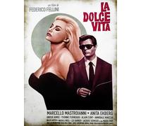 KUSTOM ART Póster decorativo de pared serie carteles película celebri La Dolce Vita con Marcello Mastroianni y Anita Ekberg Impresión artística sobre papel patinado 40 x 30 cm sin marco