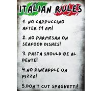 KUSTOM ART Póster decorativo de pared Serie Citas y aforismos Reglas Italianas Italian Rules Impresión artística sobre papel Patinata 40 x 30 cm sin marco