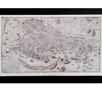 KUSTOM ART Póster decorativo de pared Serie Ciudades Famosas Mapa Mapa Histórico Venecia Impresión artística sobre cartón 40 x 30 cm sin marco