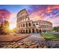 KUSTOM ART Póster decorativo de pared Serie Ciudades Famosas Roma Coliseo puesta de sol Impresión artística sobre cartón 40 x 30 cm sin marco