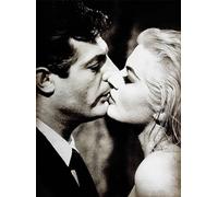 KUSTOM ART Póster decorativo de pared serie escenas de películas celebridades La Dolce Vita Marcello Mastroianni y Anita Ekberg Impresión artística sobre papel patinado 40 x 30 cm sin marco