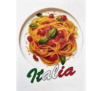 KUSTOM ART Póster decorativo de pared Serie Estados y Ciudades Celebri Italia Pasta al Tomate Impresión sobre cartón 40 x 30 cm sin marco