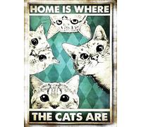 KUSTOM ART Póster decorativo de pared Serie gatos de colección Home Is Where The Cats Are Impresión artística sobre papel Patinata 40 x 30 cm sin marco